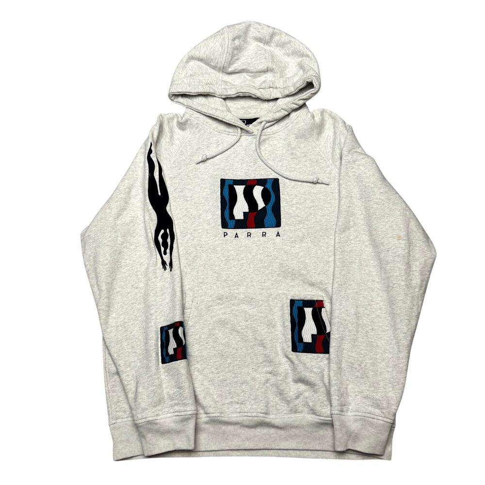 By Parra Zerba Striped P Hooded Sweatshirt Mens Medium Heather Lounge Streetwear